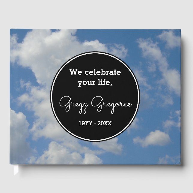 Simple Cloudy Sky Sympathy Guestbook (Front)