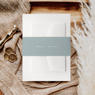 Simple Coastal Dusty Aqua Wedding Invitation Belly Band