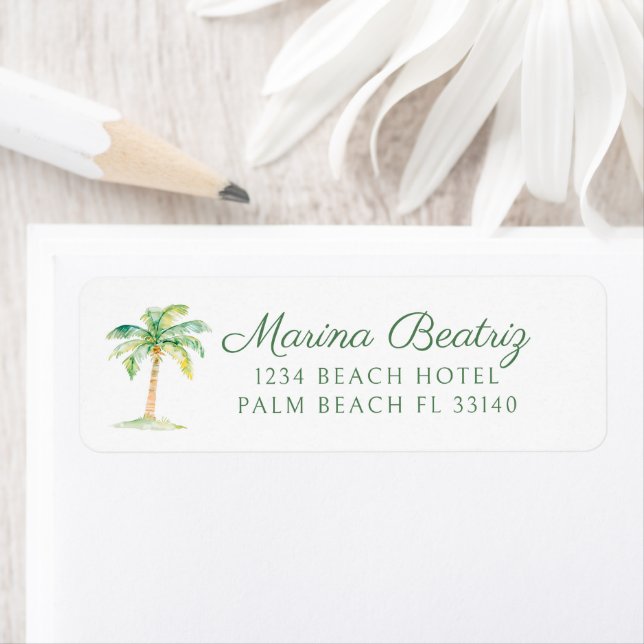 Simple Coastal Green Palm Tree Beach Club Address (Insitu)