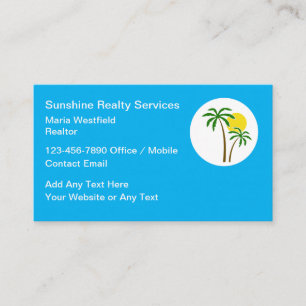 Simple Coastal Tropical Real Estate Business Card