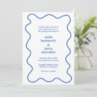 Simple Cobalt Blue Squiggle Frame Modern Wedding