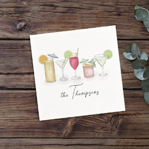 Simple Cocktail Drinks Watercolor Whimsical Custom Napkin