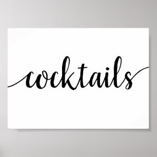Simple Cocktails Black Script Any Event Bar Sign