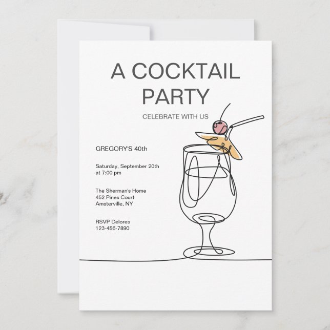 Simple Cocktails Invitation (Front)