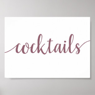 Simple Cocktails   Mauve Pink Any Event Bar Sign