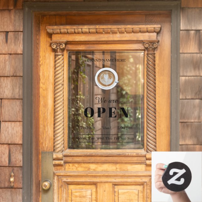Simple Coffee Art Cup Business Open Hours Door (Home Door)