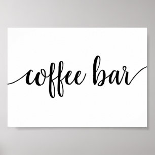Simple Coffee Bar Black Script Any Event Sign