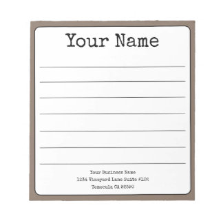 Simple Coffee Brown Retro Add Your Name Lined Notepad