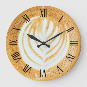 Simple Coffee Latte Foam Art   Wall Clock