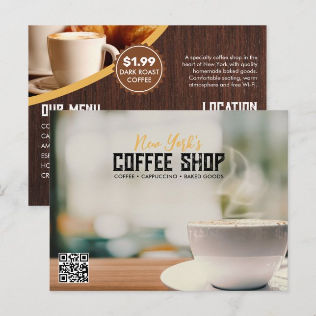 Simple Coffee Shop Marketing Postcard  (Front/Back)