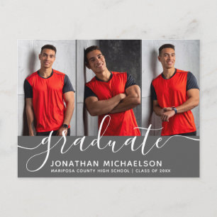 Simple Collage Photo Graduation Announcement Postcard