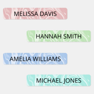 Simple Color Swirl Pattern Name Labels