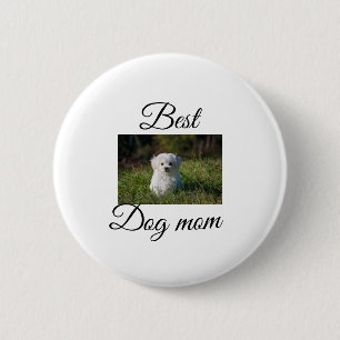 Simple colorful animal add name photo dog mom gift 6 cm round badge