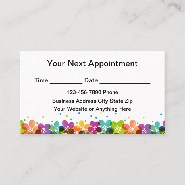 Simple Colorful Appointment Reminder Business Card (Front)