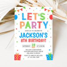Simple Colorful Birthday Party Invitation