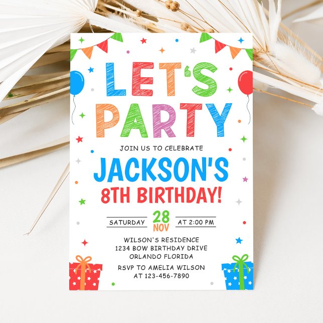 Simple Colorful Birthday Party Invitation (Creator Uploaded)