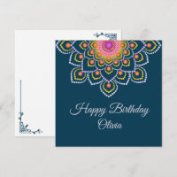 Simple Colorful Dot Mandala Happy Birthday Card