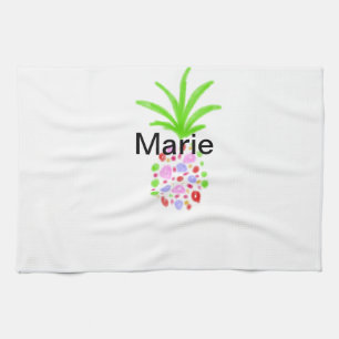 Simple colorful pineapple add name minimal custom tea towel