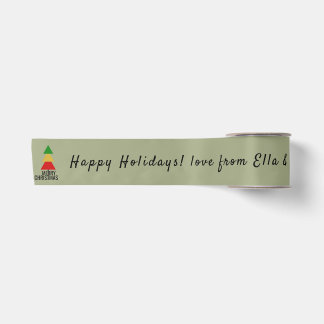 SIMPLE COLORFUL TRIANGLE XMAS TREE MERRY CHRISTMAS SATIN RIBBON