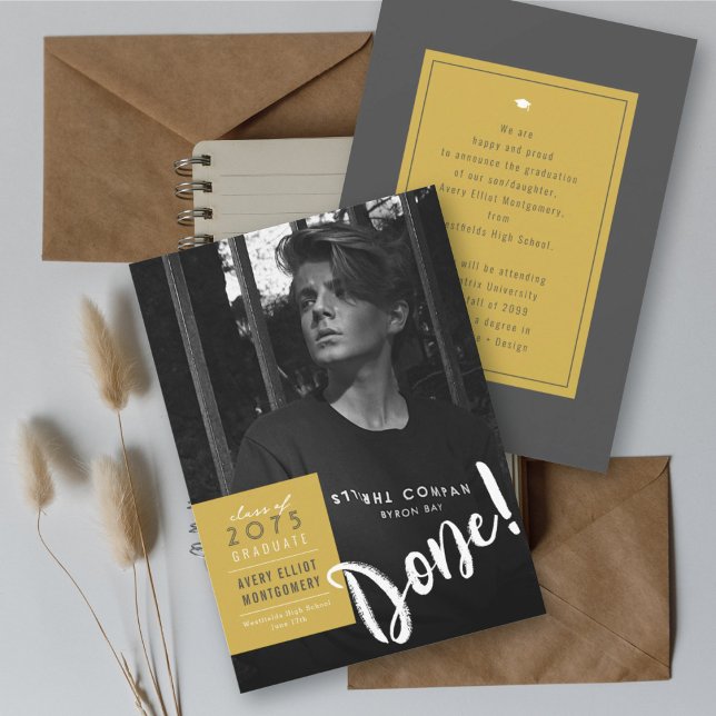 Simple Colour Box Minimalist Photo Graduation Announcement (Creator Uploaded)