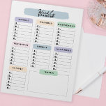 Simple Colour Changeable Brushstroke Weekly Planne Notepad<br><div class="desc">This customisable notepad is perfect for keeping your week organised! With seven columns for each day of the week and six rows for tasks or events,  you’ll never miss a beat. You can choose another colours using the Edit tool. Keep your schedule in check with this handy weekly planner!</div>