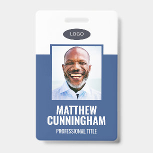 Simple Colour Custom Logo Employee Name Barcode ID Badge