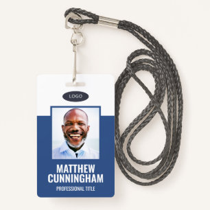 Simple Colour Custom Logo Employee Name Barcode ID Badge