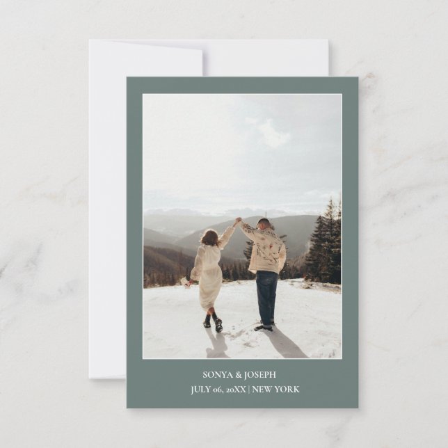 Simple Colour Elegant Text and Photo Save The Date (Front)