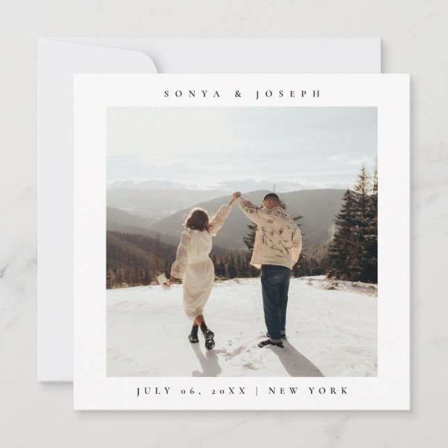 Simple Colour Elegant Text and Photo Save The Date (Front)
