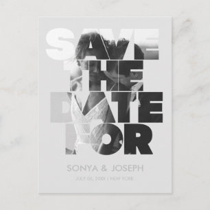 Simple Colour Elegant Text and Photo Save The Date Postcard