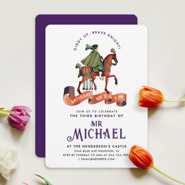 Simple Colour Mediaeval Prince Charming Royal Hors Invitation (Creator Uploaded)