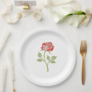 Simple Coloured Rose Paper Plate