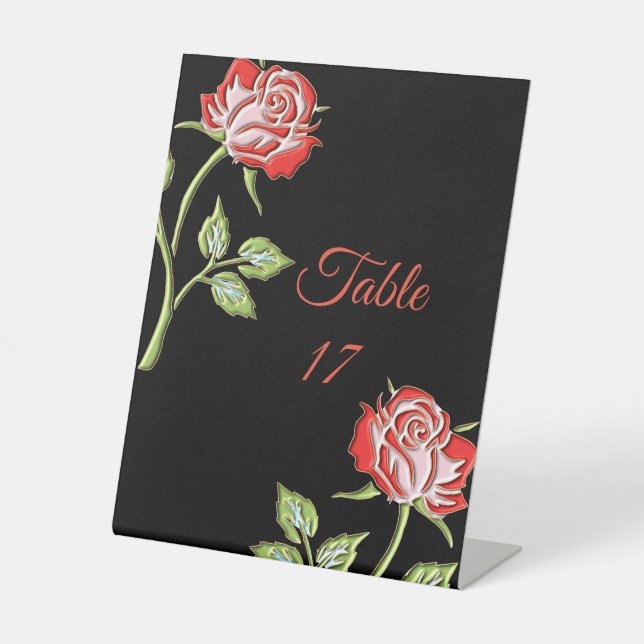 Simple Coloured Rose Pedestal Sign (Front)