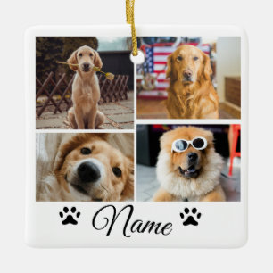 Simple colourful animal add name photo collage ceramic ornament