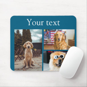 Simple colourful animal add name photo collage mouse pad