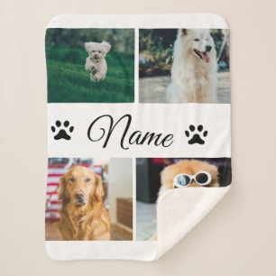 Simple colourful animal add name photo collage sherpa blanket