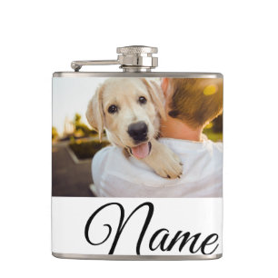 Simple colourful animal add name photo custom thro hip flask