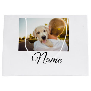 Simple colourful animal add name photo custom thro large gift bag