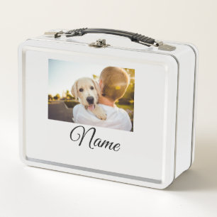 Simple colourful animal add name photo custom thro metal lunch box