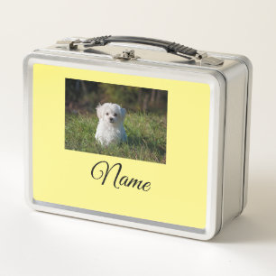 Simple colourful animal add name photo custom thro metal lunch box