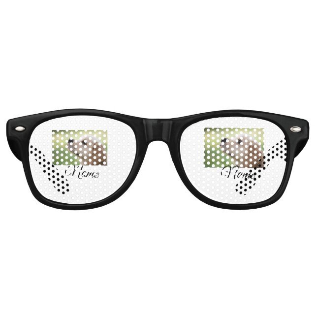 Simple colourful animal add name photo custom thro retro sunglasses (Front)
