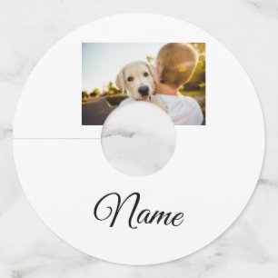 Simple colourful animal add name photo custom thro wine glass tag