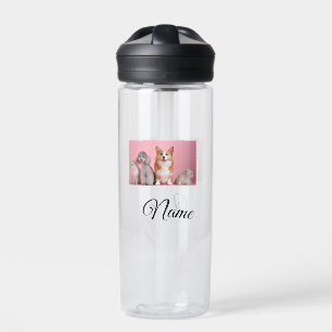 Simple colourful animal add name photo custom water bottle