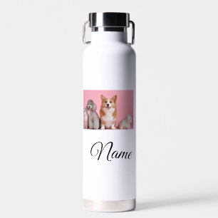 Simple colourful animal add name photo custom water bottle