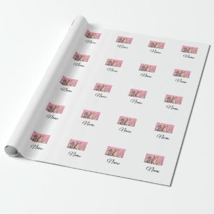 Simple colourful animal add name photo custom wrapping paper