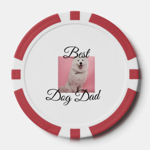 Simple colourful animal add name photo dog Dad gif Poker Chips