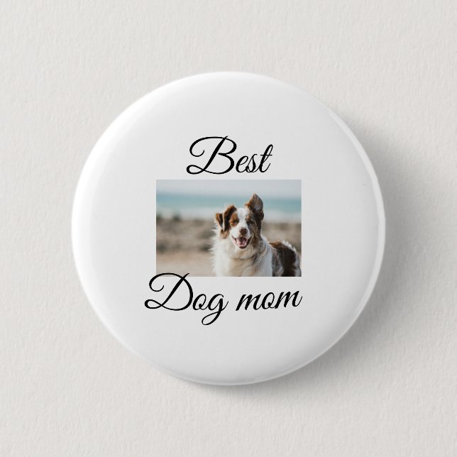 Simple colourful animal add name photo dog mum gif 6 cm round badge (Front)