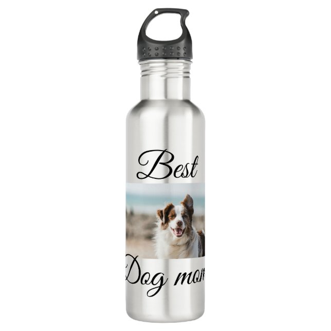 Simple colourful animal add name photo dog mum gif 710 ml water bottle (Front)