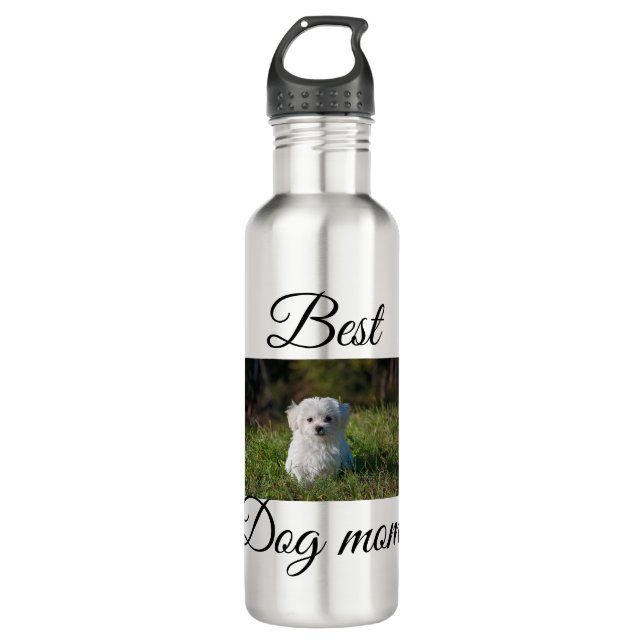 Simple colourful animal add name photo dog mum gif 710 ml water bottle (Front)