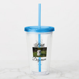 Simple colourful animal add name photo dog mum gif acrylic tumbler